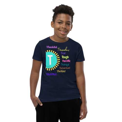 Positive words Name Letter T - Youth Short Sleeve T-Shirt