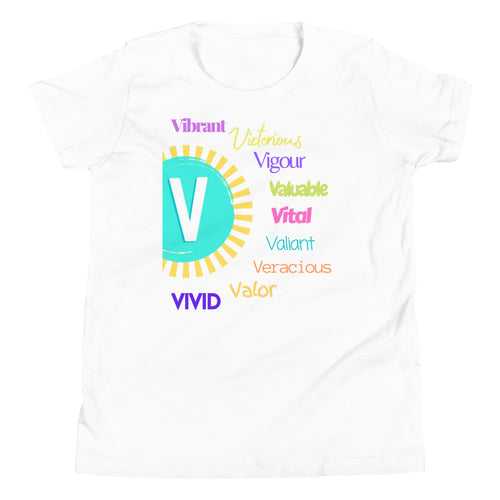 Positive words Name Letter V - Youth Short Sleeve T-Shirt