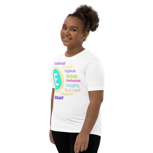 Positive words Name Letter E - Youth Short Sleeve T-Shirt