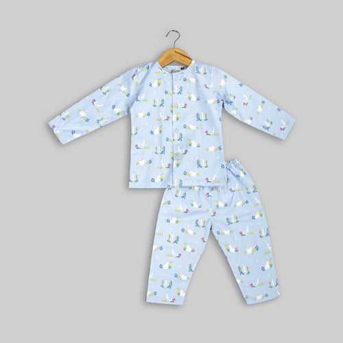 Blue Cotton Rabbit Print Sleepwear for boys