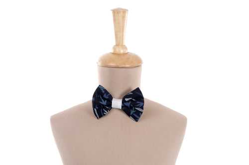 Blue Bow Tie with Grey and Blue Print