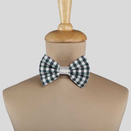 White, Grey and Green Cotton Bow Tie