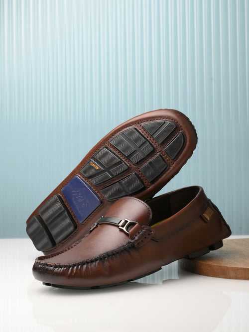 Hitz Men's Brown Leather Casual loafers