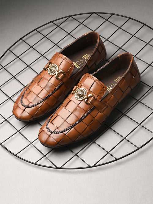 HITZ4928-Men's Tan Leather Party Wear Shoes