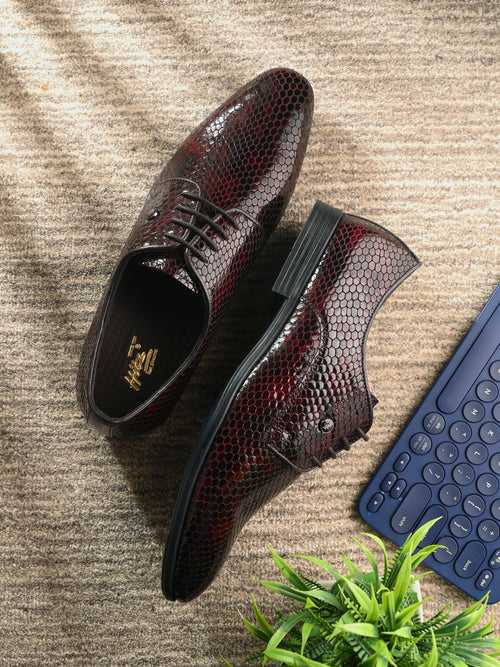 HITZ6345-Men's Brown Leather Party Wear Shoes