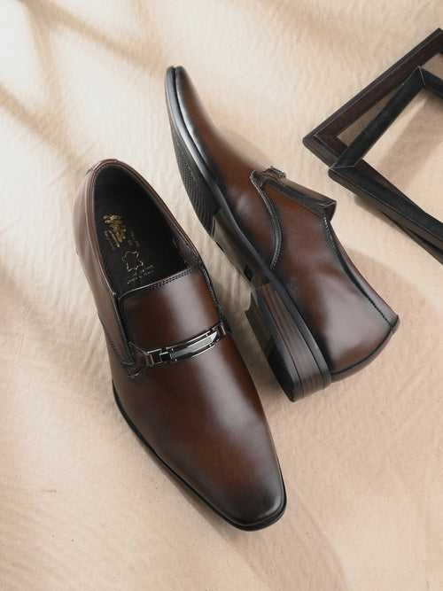 HITZ8914-Men's Brown Formal Slip-On Shoes