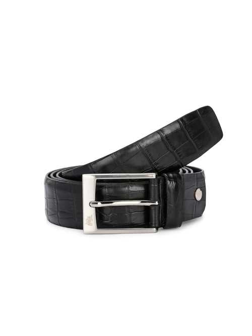 CFTD_CROCO-Black Leather Belt For Men's
