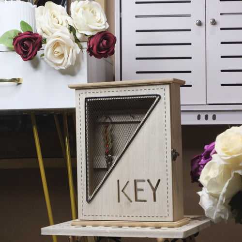 Wooden Key Box Almirah 6 Hooks Key Holder Wall Hanging Key Rack-1 PC-BY APT