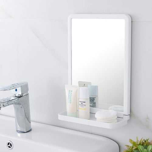 Bathroom Mirror With Shelf Sticky Hook Suction Installation Plastic Waterproof 1 PC BY APT