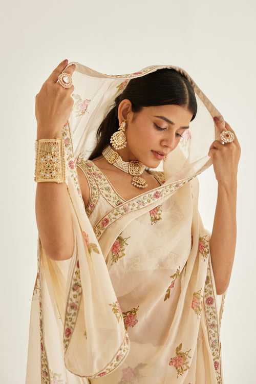 Papyrus White Saree Set.