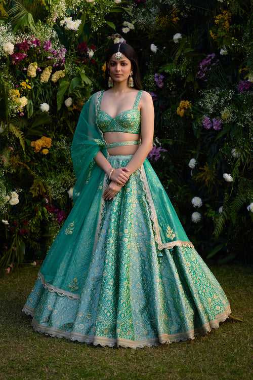 Vivid Green Lehenga Set.