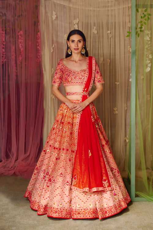 Orange-Red Lehenga Set.