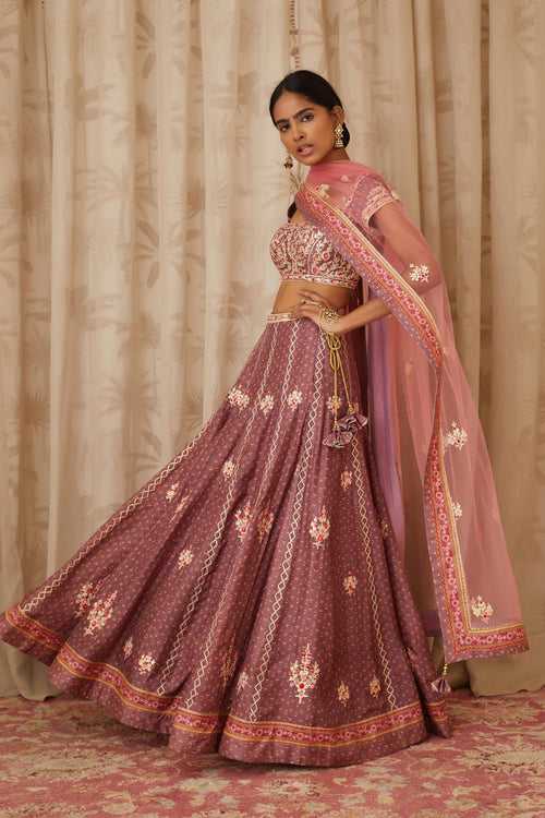 Neutral Purple Lehenga Set.