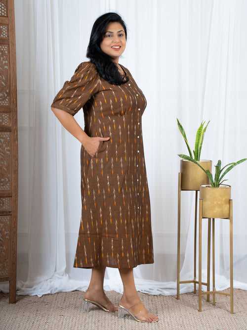 Vismaya Ikkat Cotton Midi Dress