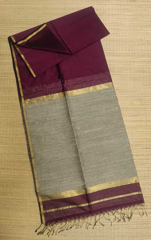 Maheshwari Maroon Color Kosa Pallu Saree