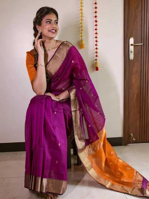 Maheshwari handmade heavy Rose Buta Pallu Saree