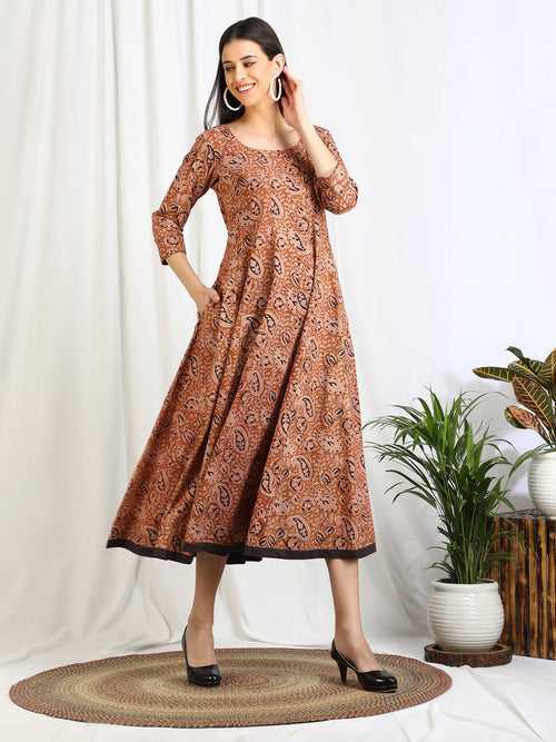 Ajrakh Dabu Paisley 'Farida' Cotton Dress