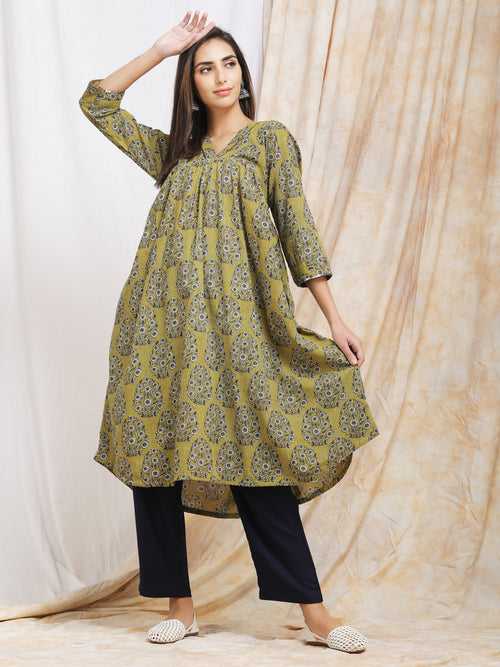 Block Print 'Anika' Flared Kurta