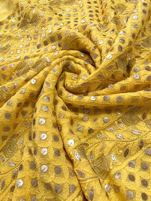 Yellow Gota Patti Lucknowi Chikankari Suit (Kurta and Dupatta)