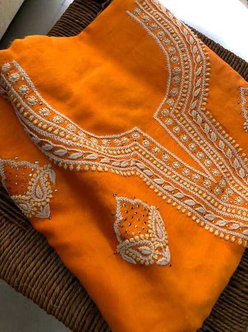 Chanderi Chikankari and Mukaish Work Suit