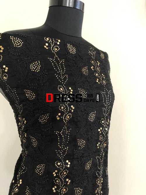 Black Organza Chikankari Suit with Mukaish Work