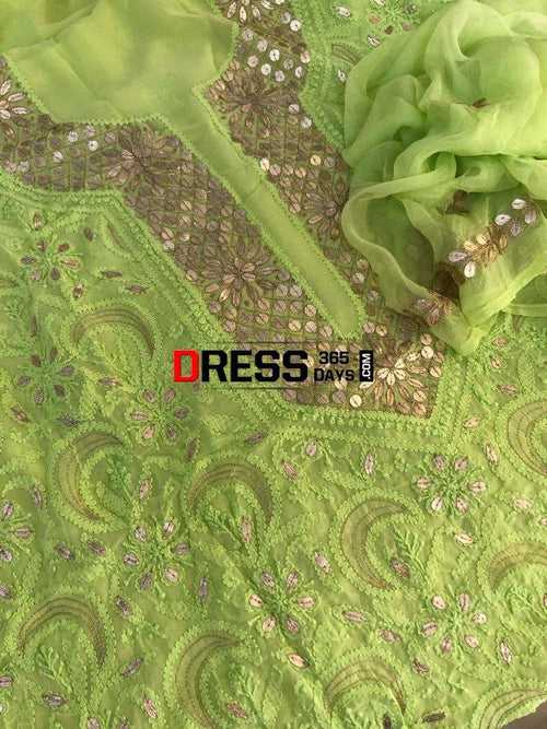 Lime Green Gota Patti Chikankari Suit