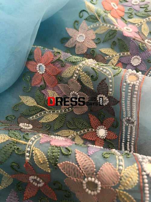 Organza Beads Chikankari Suit