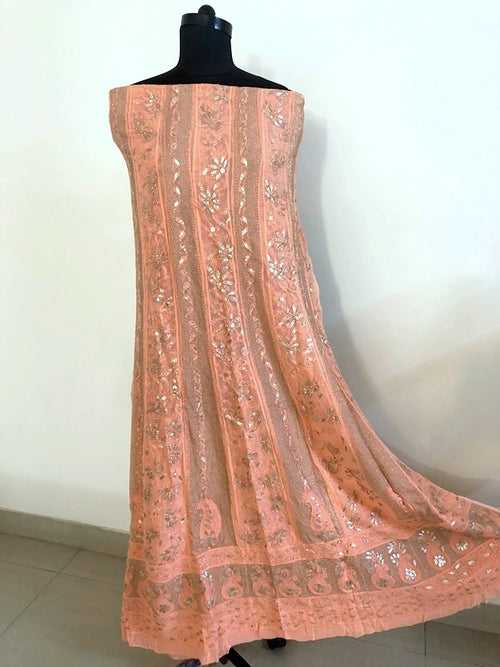 Viscose Georgette Chikankari Anarkali Suit with Gota Patti (Anarkali and Dupatta)