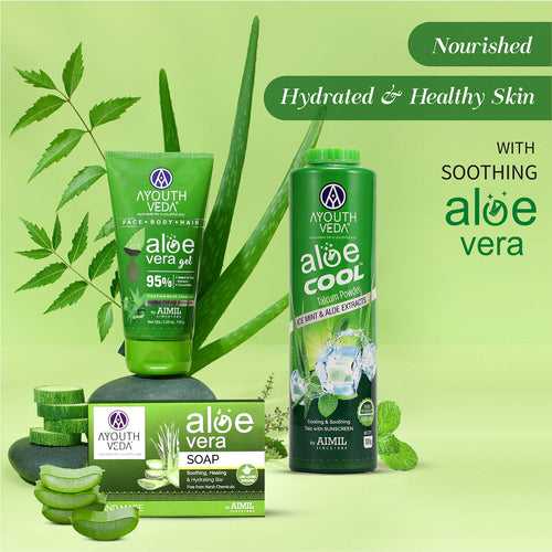Aloevera Range | Aloe vera gel 150g +Aloe vera soap 100g | Talc 300g