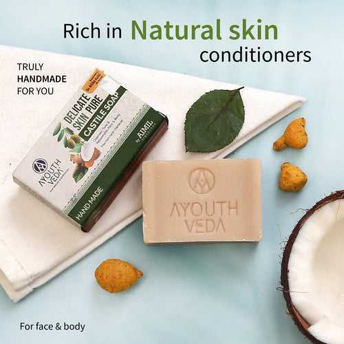 Delicate Skin Pure Handmade Castile Soap With Neem & Tulsi ( Net Qty-100g)
