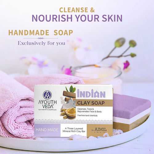 Indian Clay Handmade Soap With Multani Mitti (Net Qty-100g)