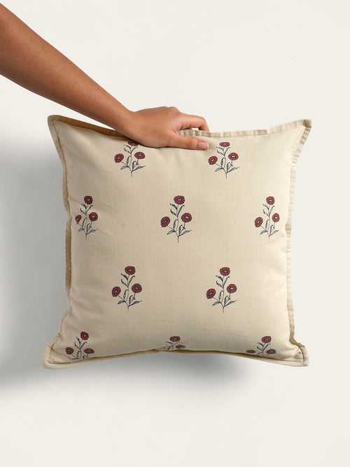 Marigold Cushion Cover, Beige (16” X 16”)