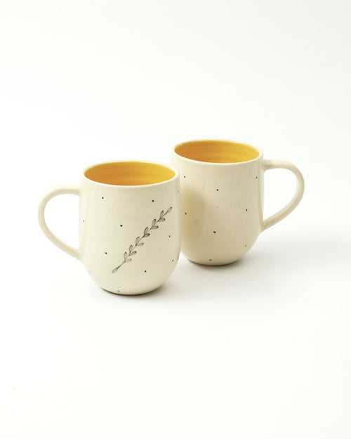 Durba Coffee Mugs, Mustard (Set of 2)
