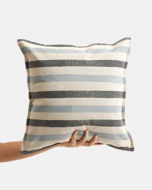 Stripe Cushion Cover ,Blue And Grey (16” X 16”)