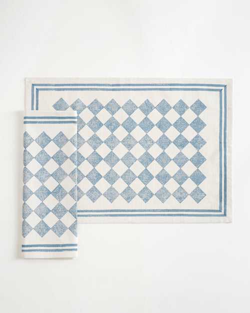 Chessboard Tablemats ,Ocean Blue ( Set of 2)