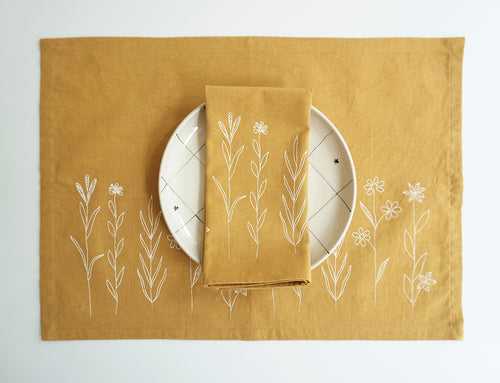 Wildflower Tablemats, Mustard ( Set of 2 )