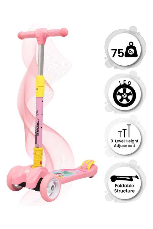 Road Runner Kids Scooter - 3 Adjustable Height, Foldable, LED PU Wheels