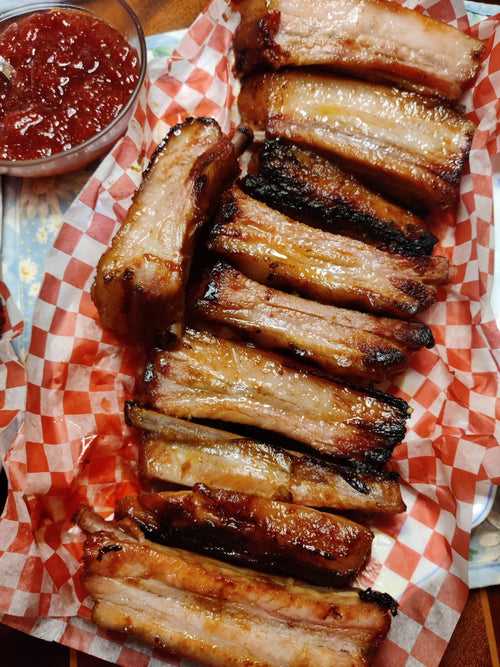 Slow Roasted Korean Style Pork Ribs (4 ribs) - overnight marinade