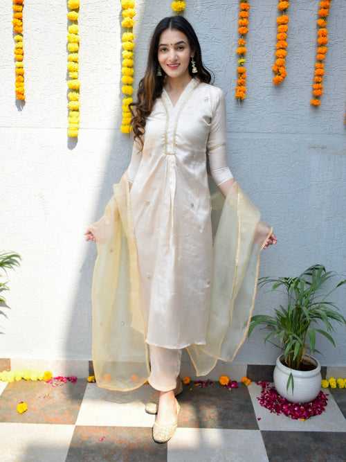 Ivory Silk Handwork Suit Set