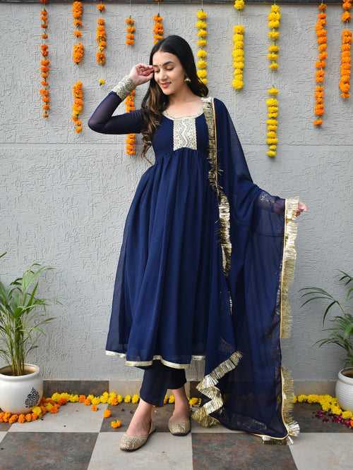 Royal Blue Georgette Suit Set