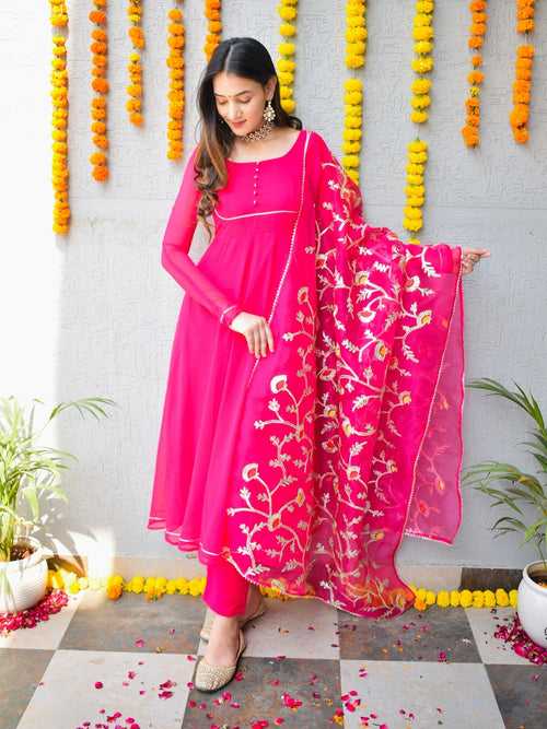 Pink Georgette Suit Set