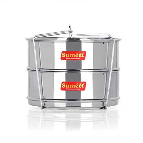 Sumeet Stainless Steel Deep Stackable Container/Separator with Lid and Lifter Suitable for 5 LTR & 5.5 LTR Outer Lid Cooker
