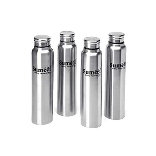 Sumeet Slim Stainless Steel Leak-Proof Water Bottle / Fridge Bottle - 550ml - Pack of 4