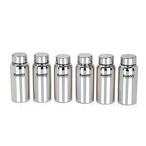 Sumeet Stainless Steel Jointless Akhand Leak-Proof Water Bottle / Fridge Bottle - 600ML Pack of 6, Silver