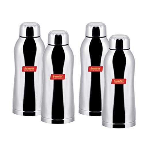 Sumeet Stainless Steel Airtight and Leak Proof Delux Fridge Water Bottle 750Ml, Set of 4pc