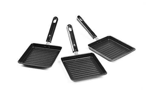 Sumeet Small Wonder Non-Stick Square Mini Grill Pan For Kitchen - Set of Three (12.5 x 1.5 x 12.5 cms each)