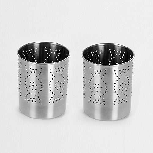 Sumeet Stainless Steel Spoon Stand/Cutlery Holder, 12 X 12 X 14.5 cm Each, Silver - 2Pieces