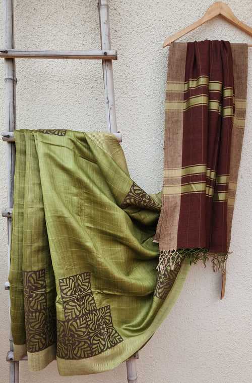 GAIA - Hand block printed Bhagalpuri Tussar silk