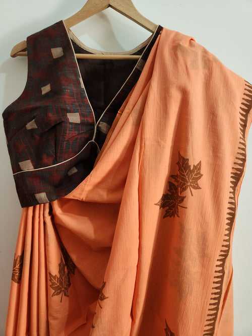 'AUTUMN HUES: Brown' Hand block printed cotton