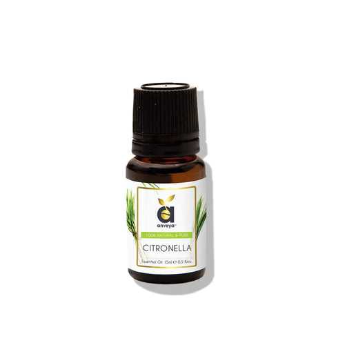 Anveya Citronella Oil, 100% Pure, 15ml, For Hair, Skin, Mosquito Repellent & Refreshing Aroma